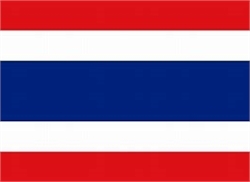 [ai] The flag of Thailand featuring horizontal stripes of red, white, and blue, with red stripes at the top and bottom, a white stripe above and below a central blue stripe.